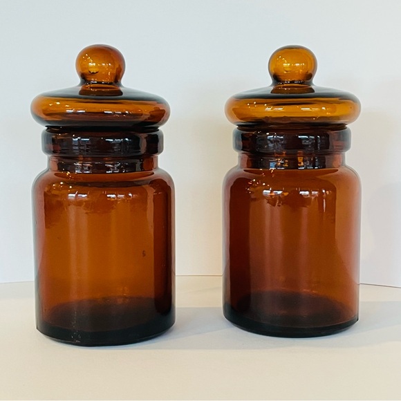 Amber Glass Apothecary Jars - Picture 1 of 13